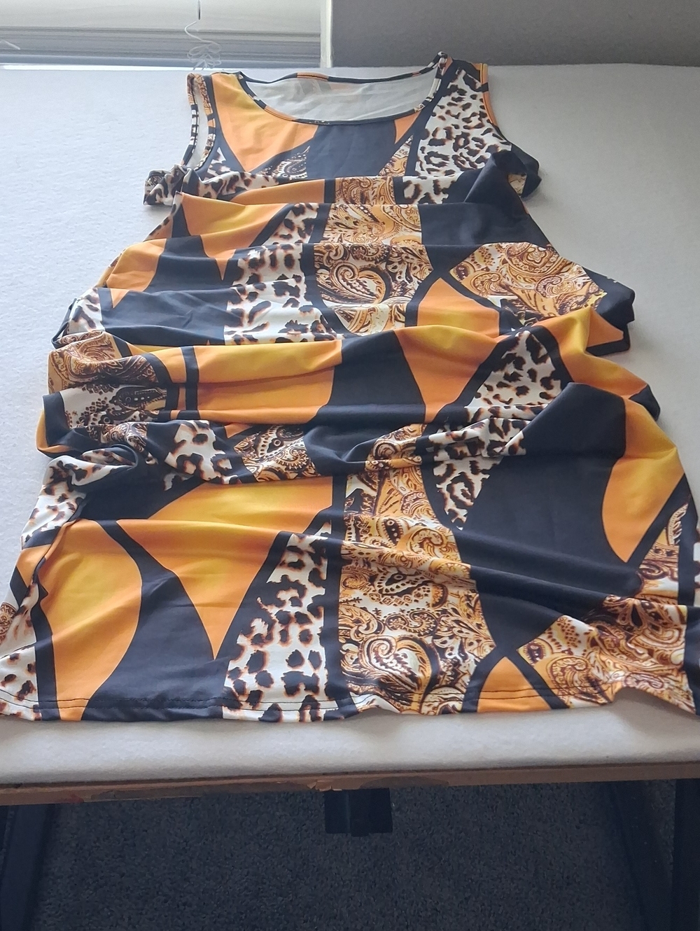 Sleeveless Yellow & Black Print Women’s Tank Maxi Dress